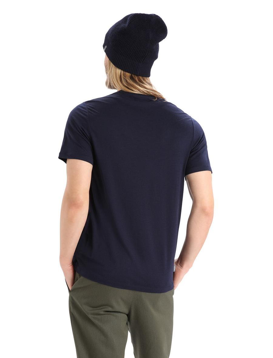 Midnight Navy Icebreaker Merino Tech Lite II Short Sleeve Snowflake Men's T Shirts | AU 1203OKIR